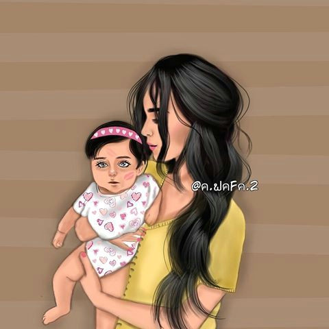 girly m mother and child illustration