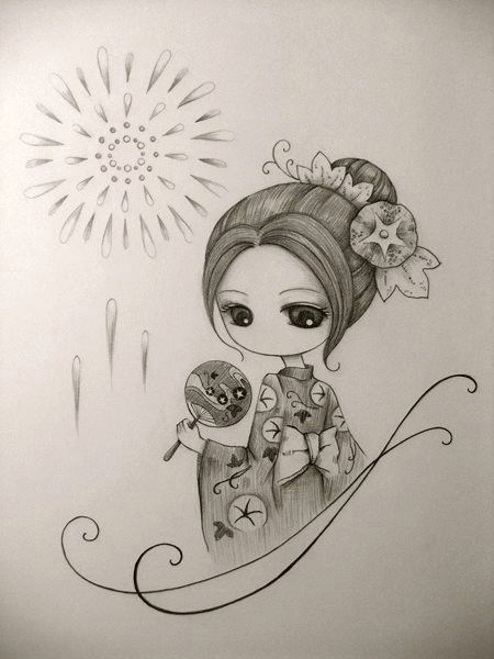 japanese drawings pencil art pencil drawings cute drawings geisha drawing summer