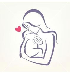 mom and baby stylized symbol outlined sketch vector on vectorstock newborn tattoo cute animal illustration