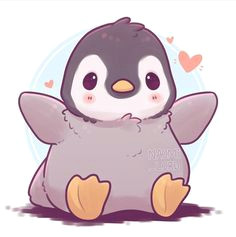 little fluffy penguin wants to hug you cute animal drawings kawaii drawings cute drawings