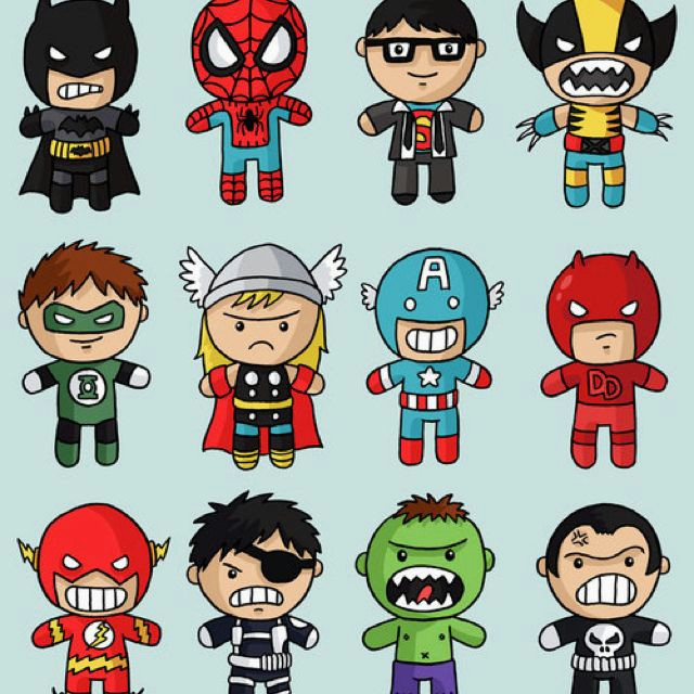 cute superheroes drawing