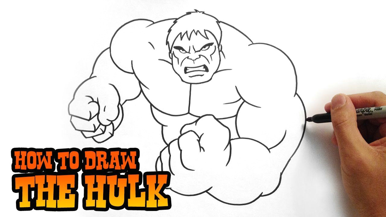 how to draw the hulk simple step by step lesson