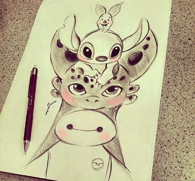 disney baymax toothless drawing stitch drawing drawing s disney drawings cute