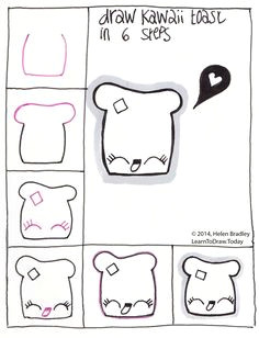 draw kawaii toast step by step drawing tips drawing sketches easy drawing steps