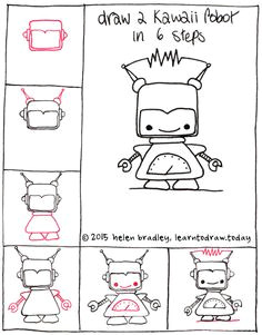draw a cute kawaii robot step by step kawaii drawings easy drawings doodle drawings