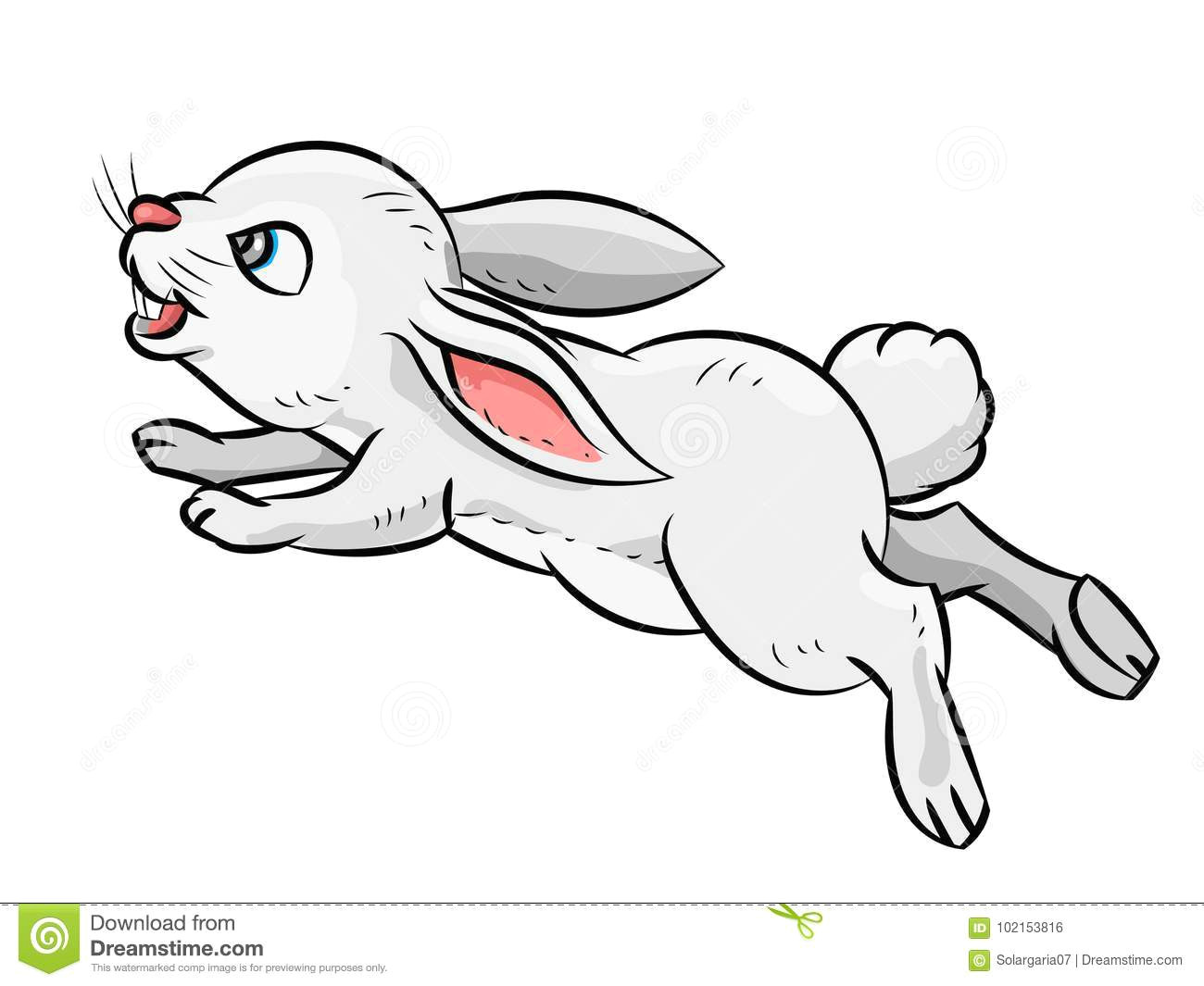 illustration of jumping smile rabbit isolated on white background children s illustration vector