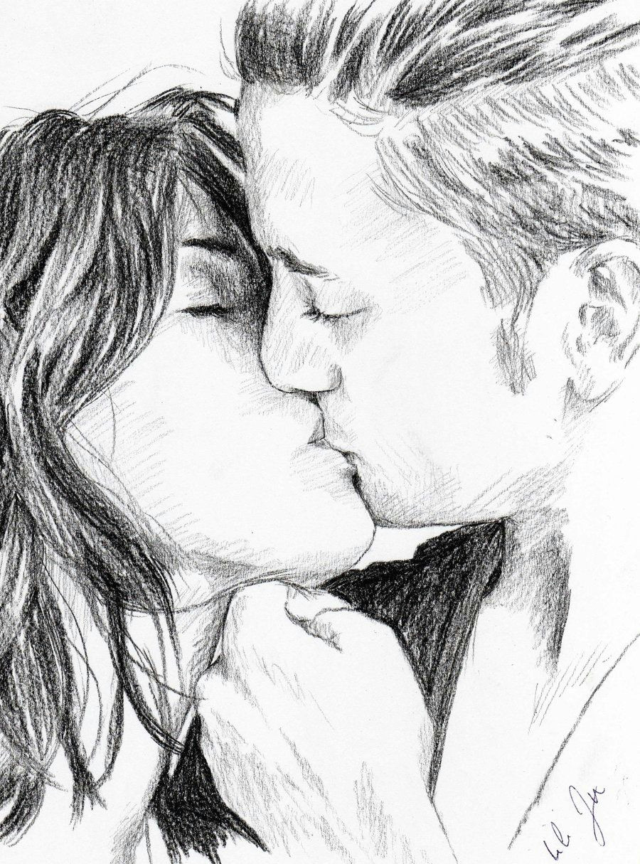 first kiss pencil drawing