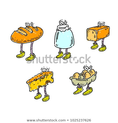 hand drawn food bread milk cheese eggs line drawing colored doodle art cute vector food simple modern illustrations vector