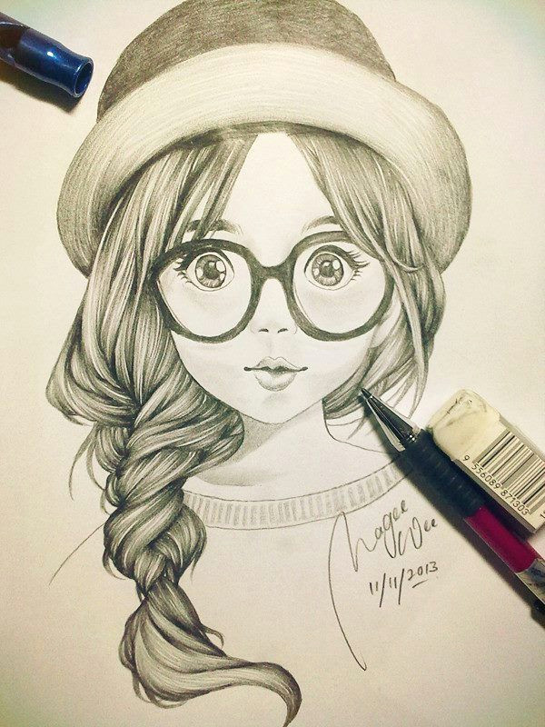 cute girl sketch art
