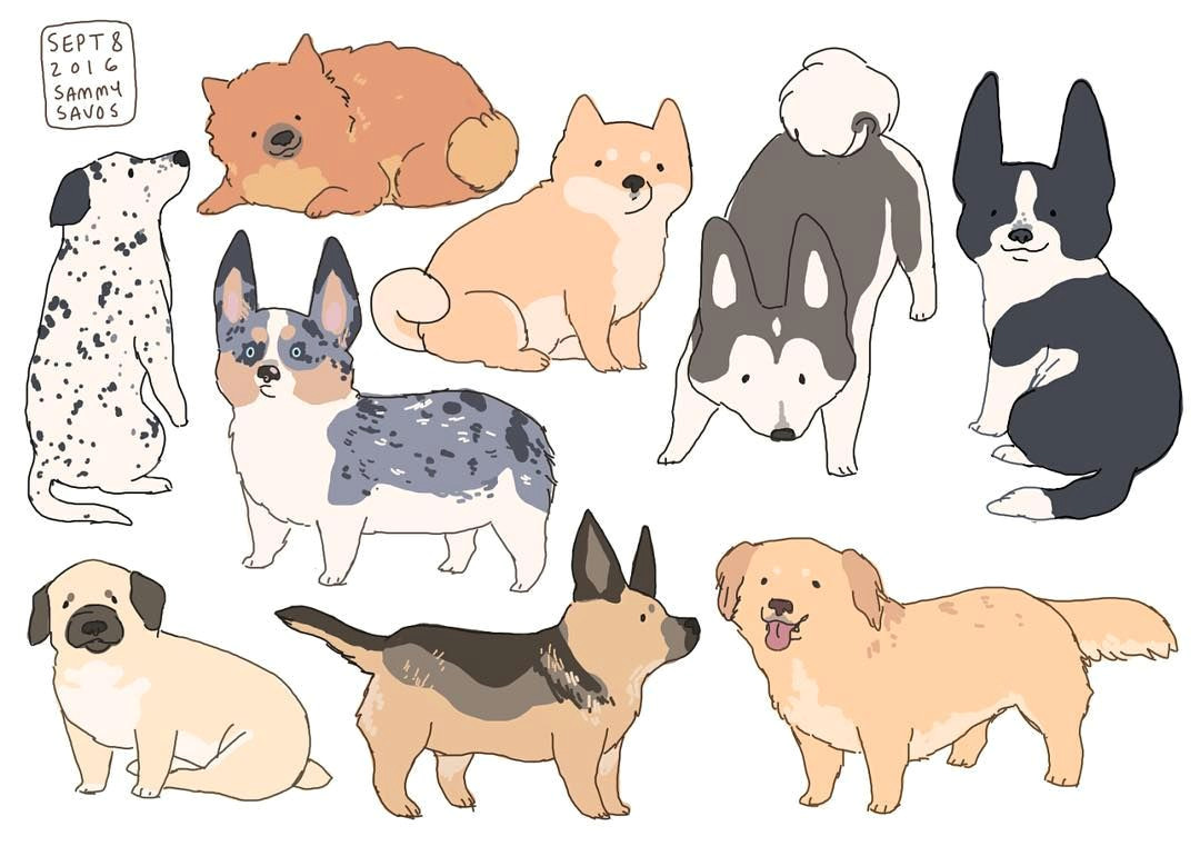 art dogs illustrations stickers
