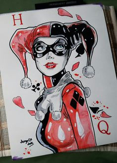 harley quinn art watercolor painting 11 x14 by jorgecz 2016 harley quinn drawing