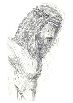 pencil drawing of jesus on the cross