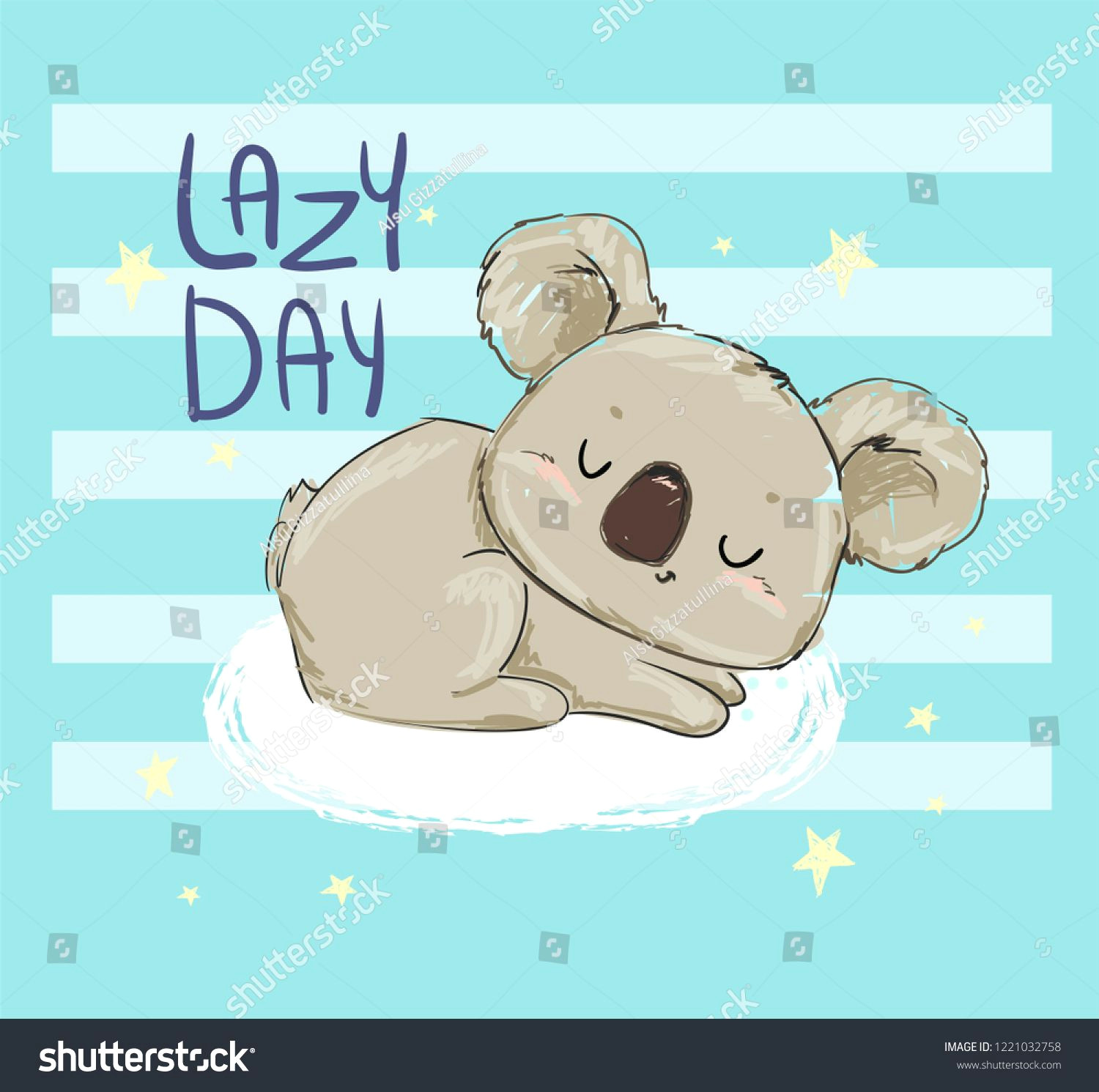 beautiful cute childish print with koala sketch hand drawn animal koala and phrase lazy