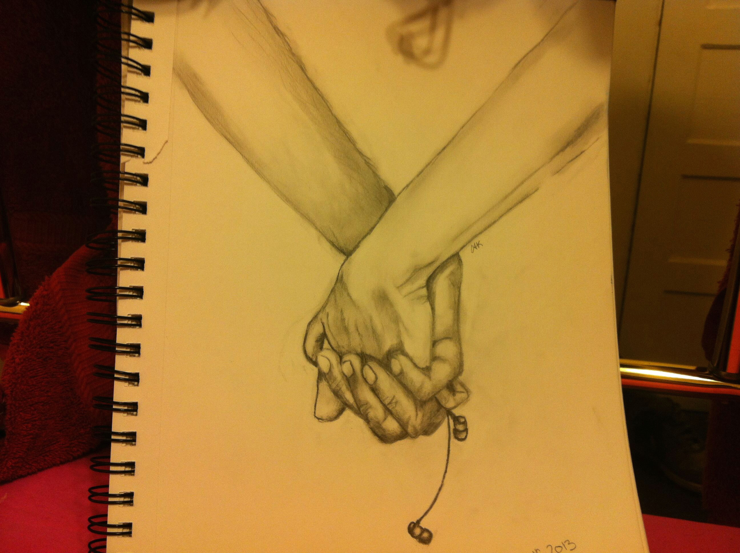 music is love sketch holdinghands earphones cute relationship love