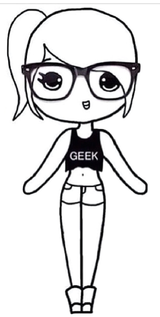 geek girl template chibi girl drawings cute drawings cute girl drawing kawaii drawings