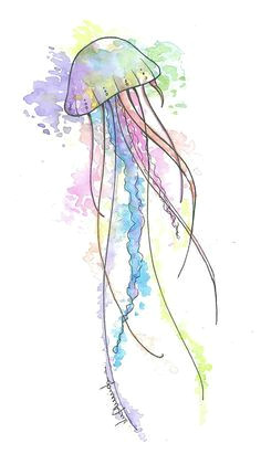 resultado de imagem para cerebtro aquarelado watercolor jellyfish jellyfish art watercolor fish jellyfish