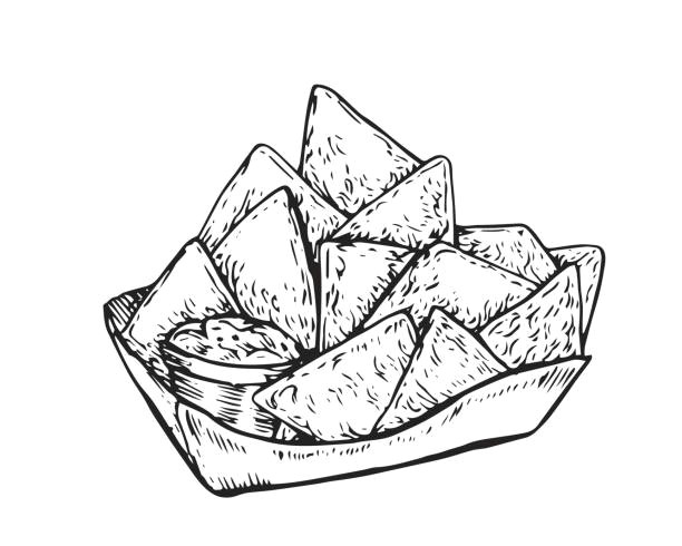 vintage hand drawing nachos illustration vector art illustration