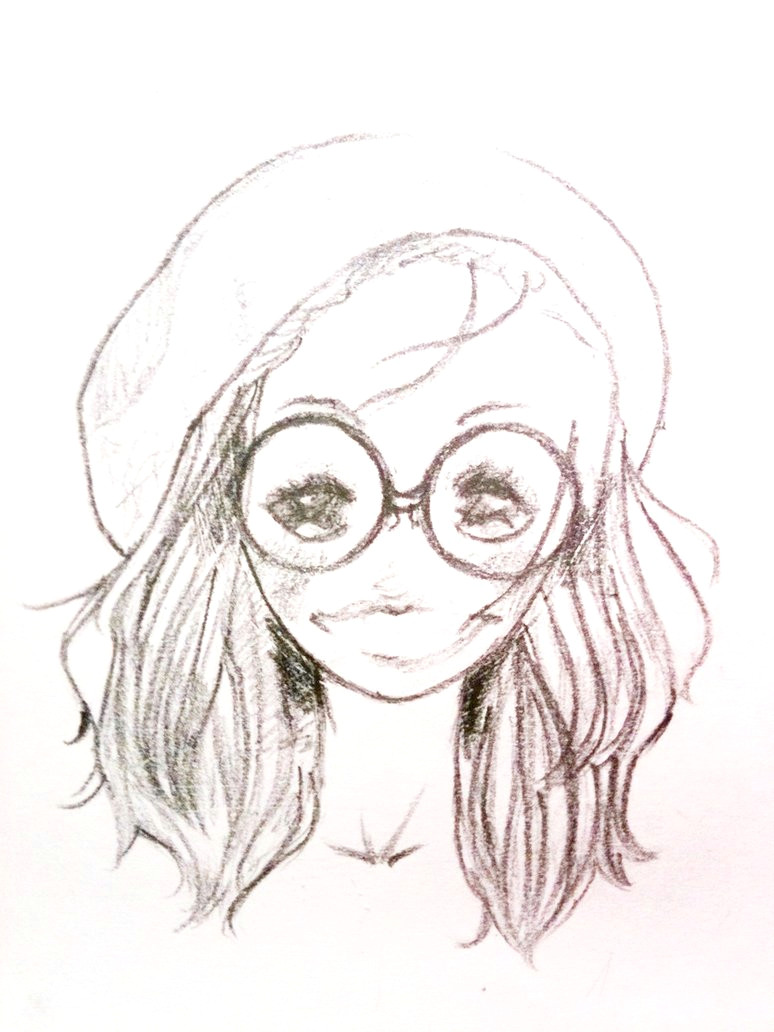 nerdy anime girl drawing