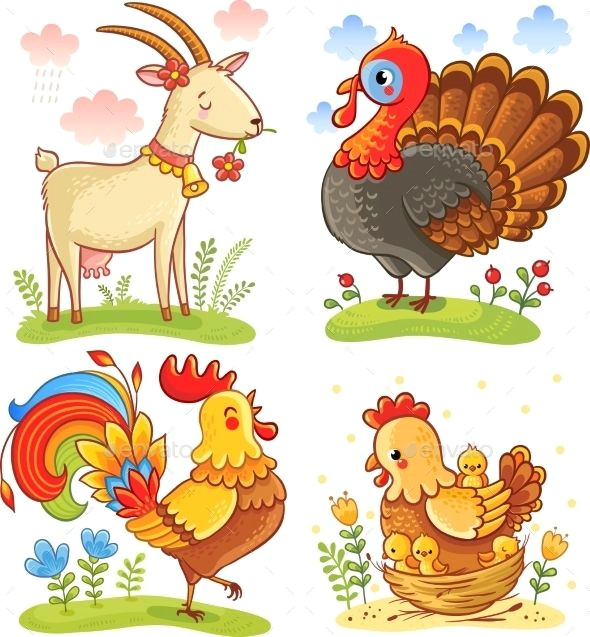 vector set illustration with cute cartoon animal