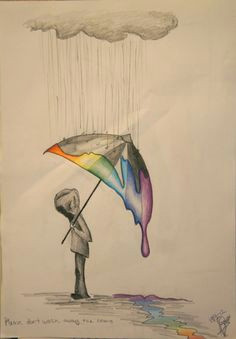 umbrella art a please dont wash away the colours in my already black and white world cute drawings