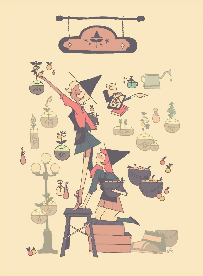 art by ena kim ange demon witch aesthetic witch art wicca cute