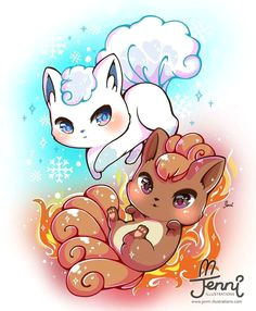 vulpix and alola vulpix vulpix alolavulpix pokemon chibi