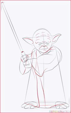 how to draw yoda with lightsaber