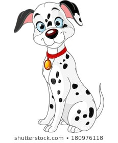 illustration of a cute dalmatian dog wearing a red collar raster version