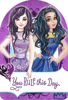 send a compliment and encouragement to a special kid with this cool card featuring fan favorite characters mal and evie from descendants wicked world