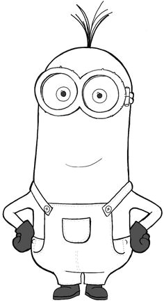 finished black and white drawing of kevin from the new minions movie 2015 and despicable me