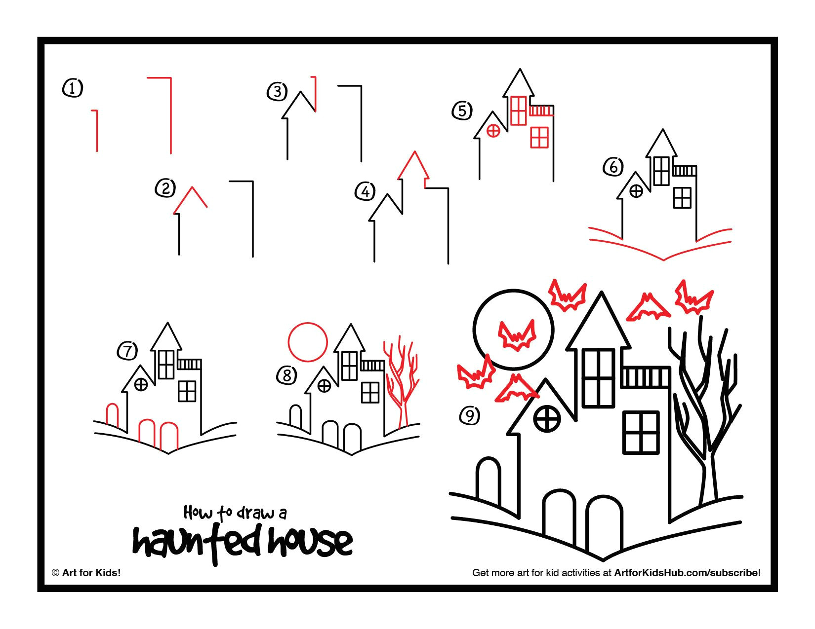 how to draw a haunted house google search