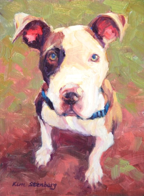 cute dog painting pet portrait original oil animal painting by kimstenbergfineart 100 00