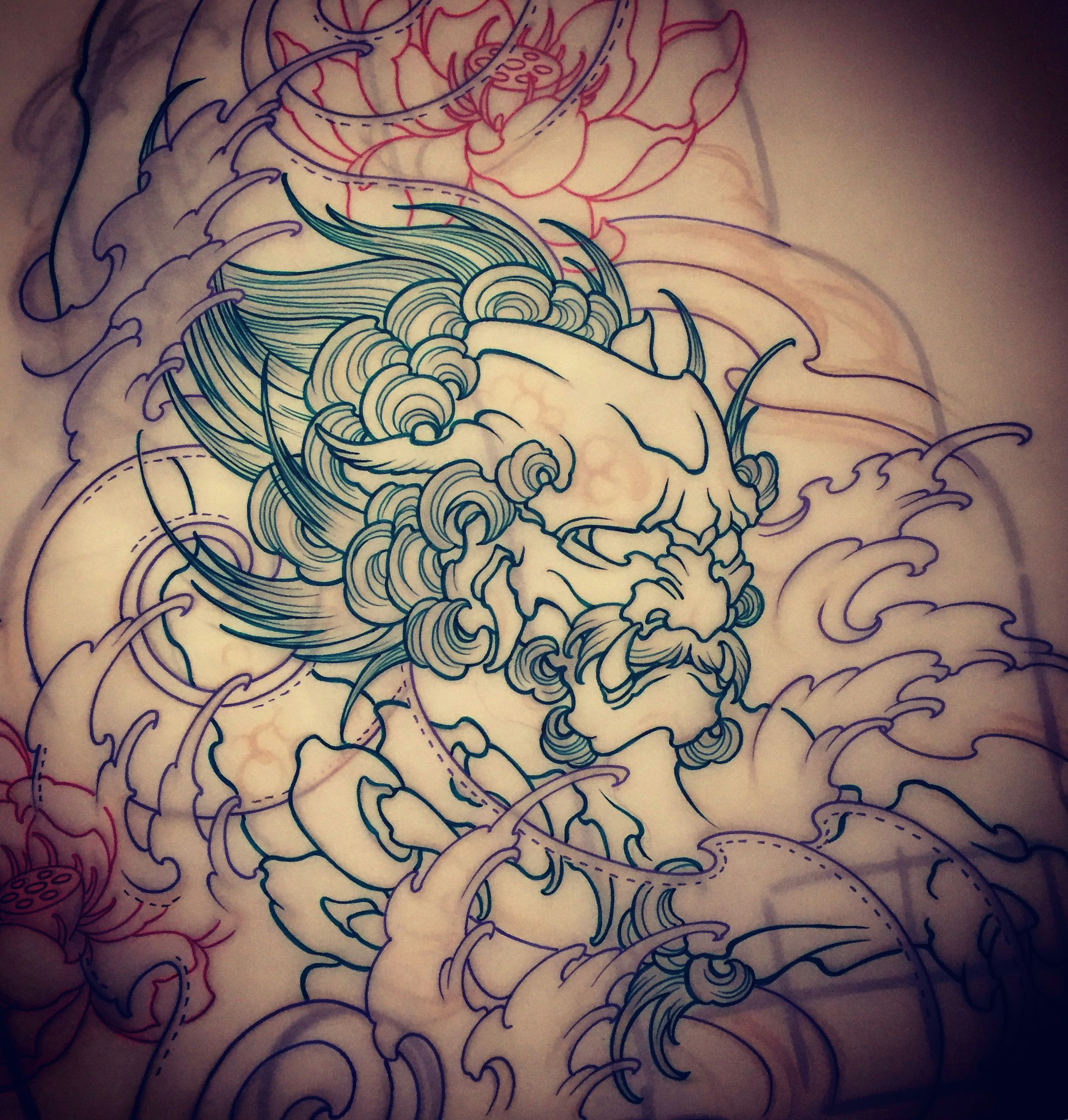 amsterdam tattoo 1825 kimihito foo dog japanese style tattoo design