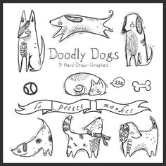 doodly cute dog clipart dog illustration hand drawn dog clipart intant download digital scrapbooking dogs dog vector graphics
