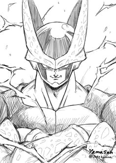 sketch art of cell dragonball super