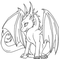 baby dragon lineart