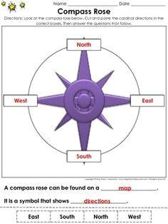 compass rose cut and paste activity cardinal directions map skills