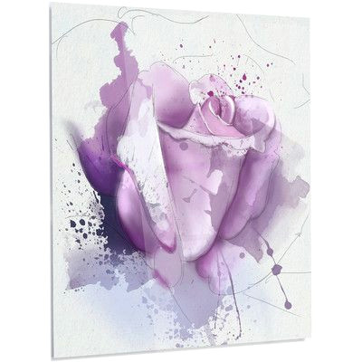 designart beautiful purple rose on purple painting print on metal size 48 h x 40 w x 1 d