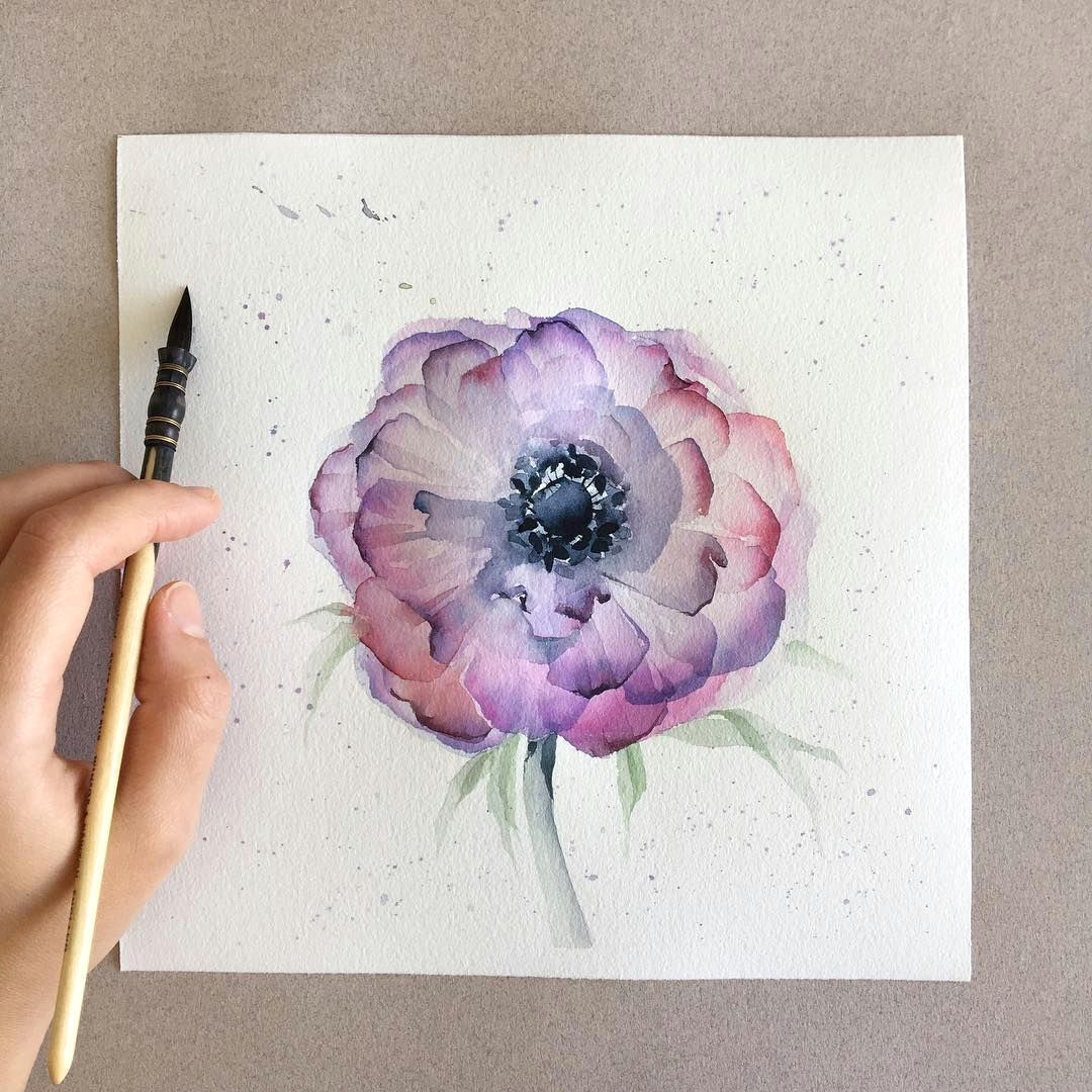 free hand watercolor drawing d again i don t know the name of the flower d