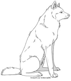 sitting wolf lineart by victoriadb deviantart com on deviantart