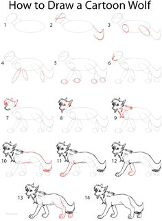 how to draw a cartoon wolf step by step drawing tutorial with pictures cool2bkids online