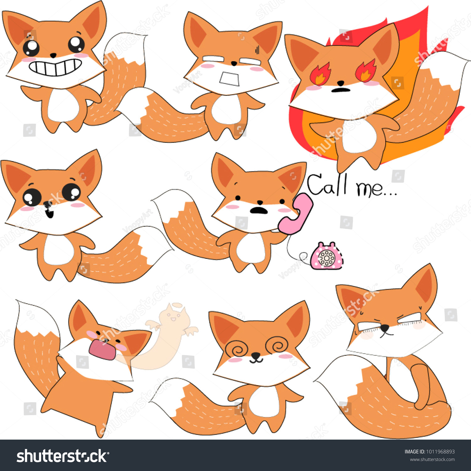 emoji sticker cartoon comic cute happy smile spring summer baby fox wolf or dog