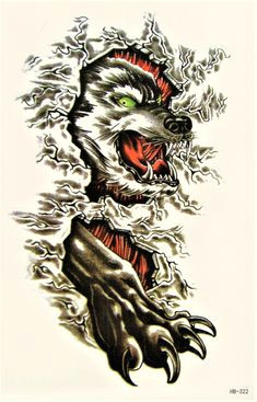 wolf blut tier jagd wild monster angriff temporary temporare klebe fake body einmal tattoo 10