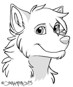 free cartoon wolf lineart 2 by