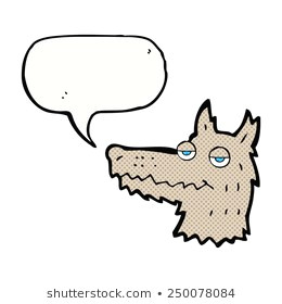 cartoon wolf head with speech bubble