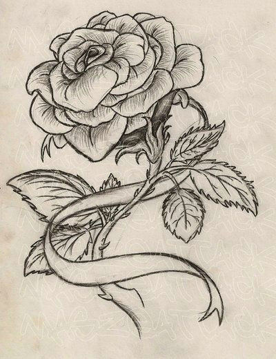 rose with ribbon tattoo by maszeattack deviantart com on deviantart