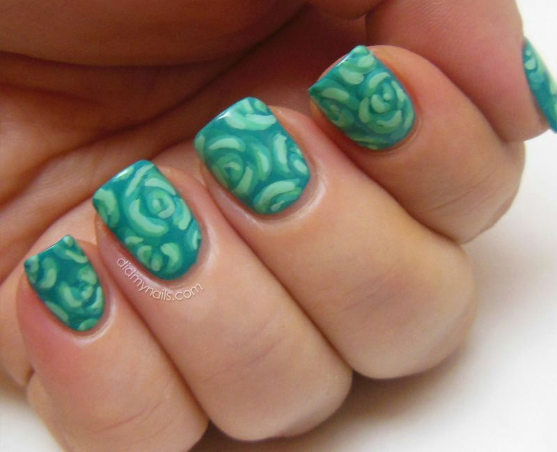 cervical health awareness nail polish manicure from did my nails teal rose nail art with acrylic paint