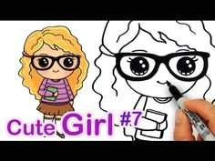 how to draw so cute girl 7 nerdy with glasses step by step easy obras