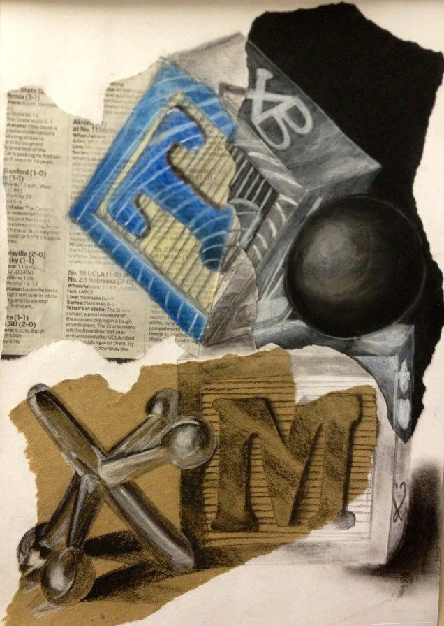 mixed media drawing collage project