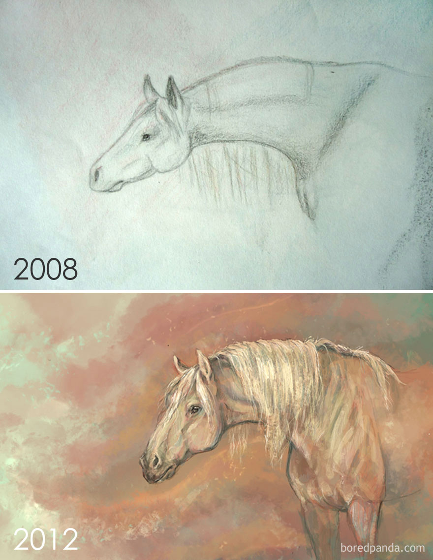 24 4 years progress of drawing a horse by tessa